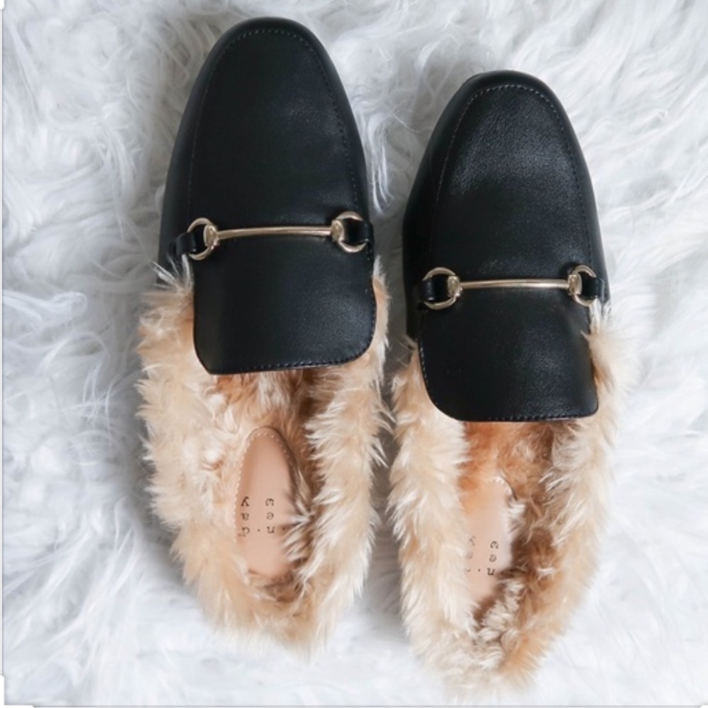 A New Day black faux fur slide loafer mule target